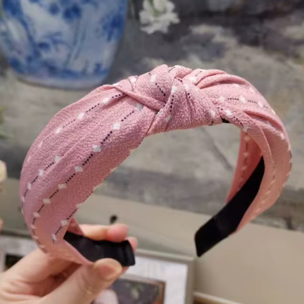 Pink Headband with White Dots